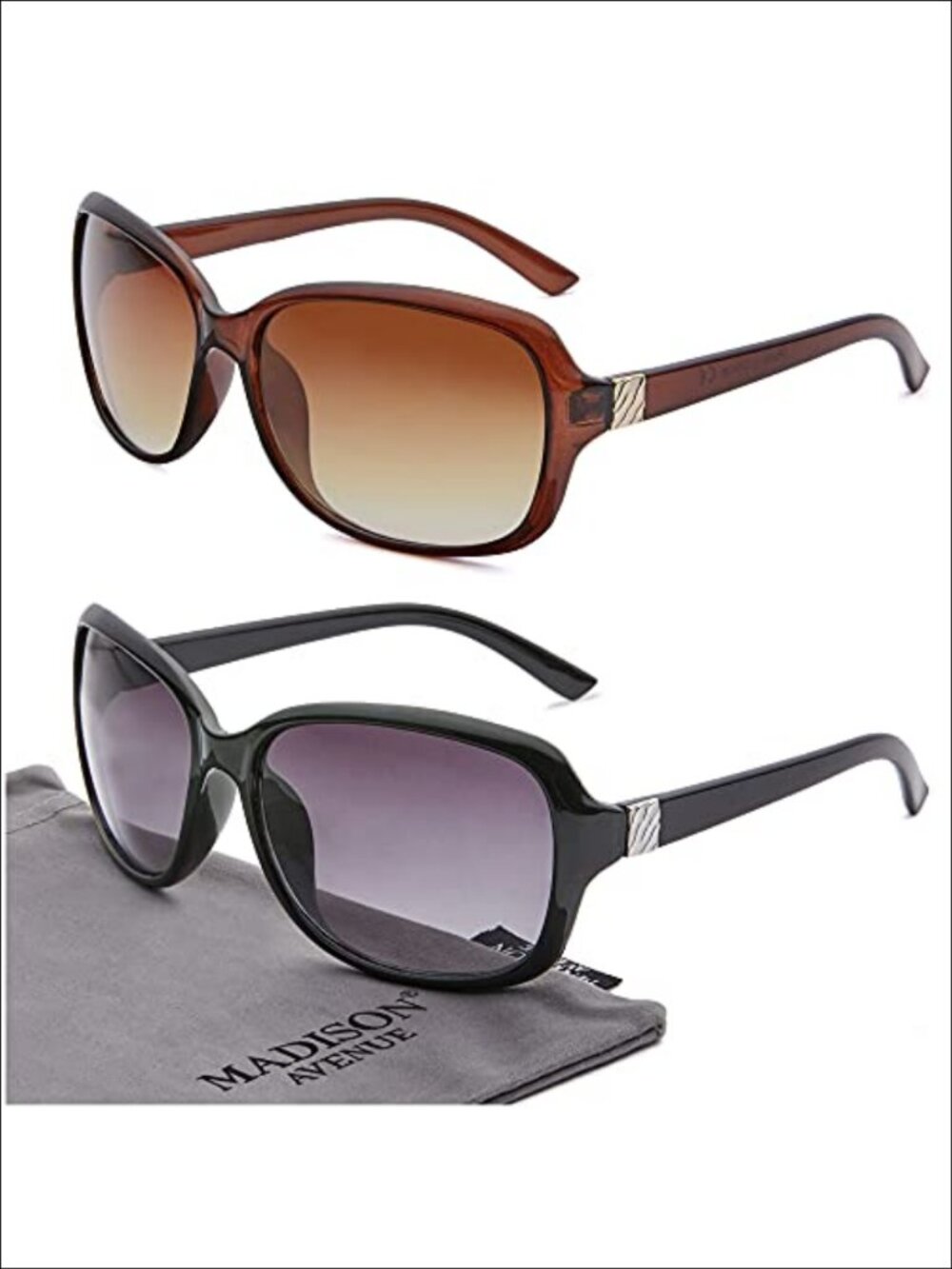 2 Pack Classic Vintage Sunglasses UV400 Protection Retro Square Women